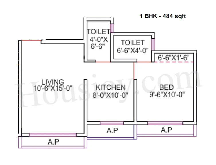 Shree Krishna Elegance Unit plan - 484 sq.ft.